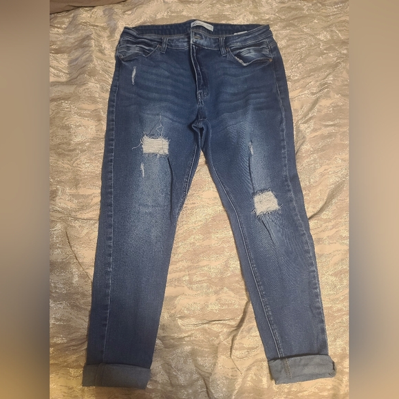 EUC Kancan high rise curvy rolled hem skinny jeans sz 32 - Picture 2 of 8